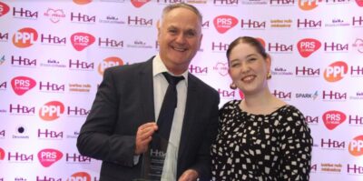 Mark Oldfield collects HBA Award on behalf of the Happy Hour